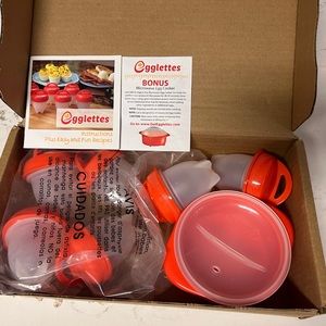 Egglettes Egg Cooker, Hard-Boiled Eggs Without The Shell! 6 Cup Set + microwave